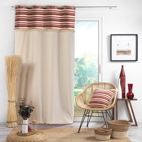 Ciglasta/u prirodnoj boji pamučna zavjesa 140x240 cm Atlas – douceur d'intérieur-image-2
