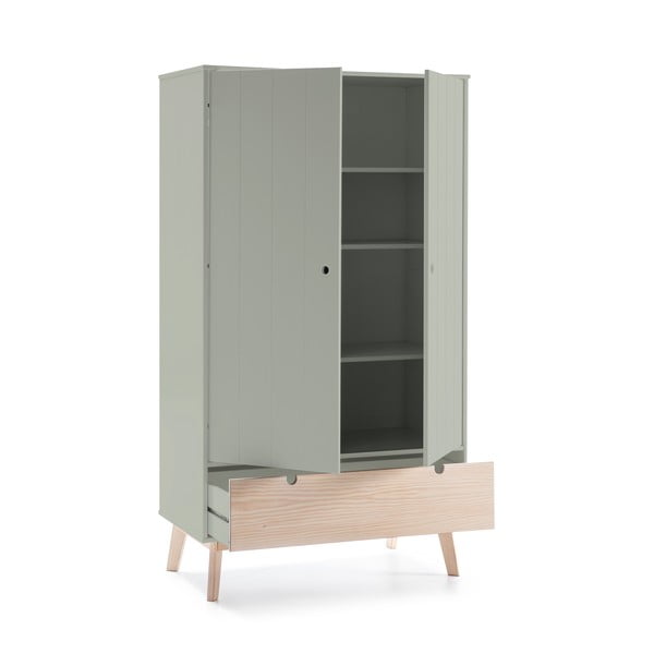 Zeleni dječji ormar s nogama od borovog drva Marckeric Kiara-image-3