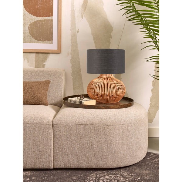 Tamno siva/u prirodnoj boji stolna lampa s tekstilnim sjenilom (visina 48 cm) Kalahari – Good&Mojo-image-3