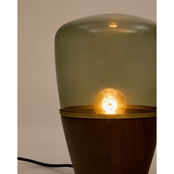 Zelena/u tamnoj prirodnoj boji stolna lampa sa staklenim sjenilom (visina 30 cm) Silex – Kave Home-image-3