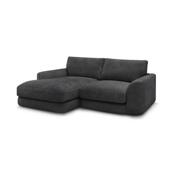 Crna kutna garnitura od šenila (s lijevim kutom/s ležaljkom) Leonore – Bobochic Paris