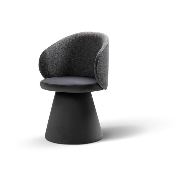 Tamno siva baršunasti fotelja Inez – Micadoni -image-2