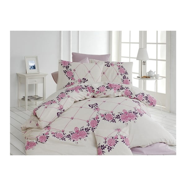 Pamučna posteljina s plahtama za bračni krevet Juliet, 200 x 220 cm