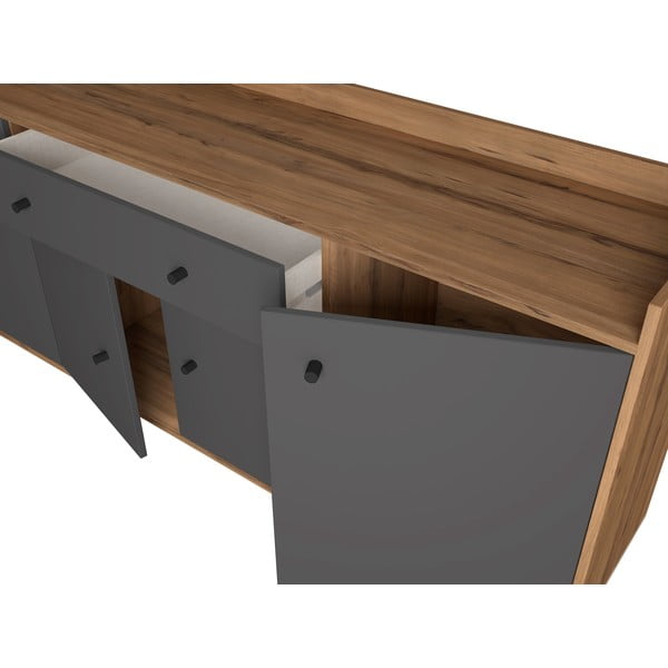 Siva niska komoda u dekoru oraha 180x84 cm Malta - Marckeric-image-4