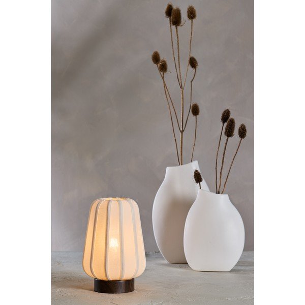 Bijela metalna stolna lampa s tekstilnim sjenilom (visina 29 cm) Bibia – Light & Living-image-1