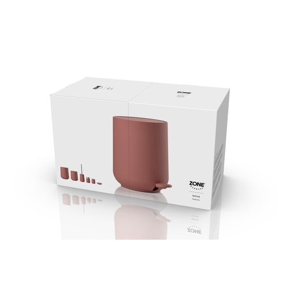 Svijetlo crvena plastična kanta za smeće s pedalom 3 l Nova – Zone-image-3