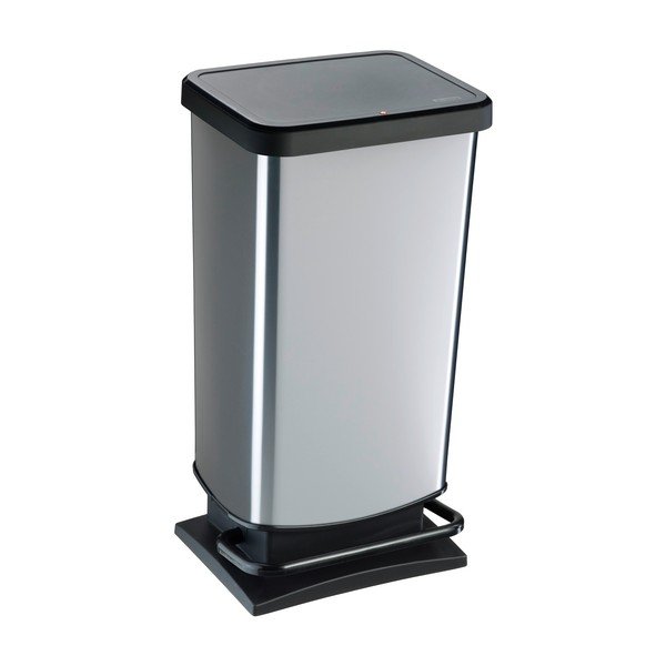 Plastična kanta za smeće s pedalom u srebrnoj boji 40 l Paso – Rotho