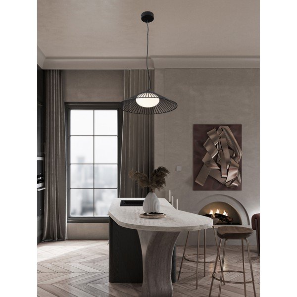 Mat crna metalna LED viseća svjetiljka sa staklenim sjenilom ø 50 cm Brume – Nova Luce-image-1