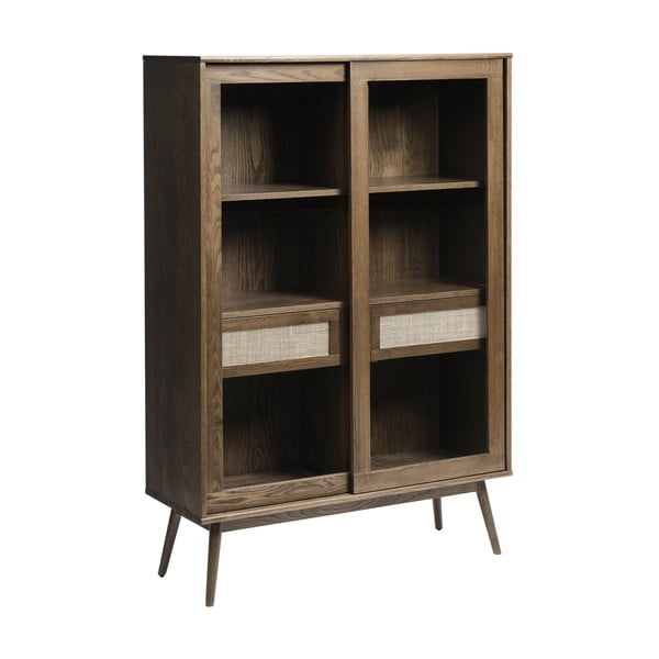 Tamno smeđa vitrina u dekoru hrasta s kliznim vratima 110x160 cm Barrali – Unique Furniture-image-2