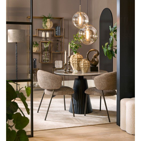 Okrugao blagovaonski stol s mramornom pločom ø 100 cm Rianne – Light & Living-image-1