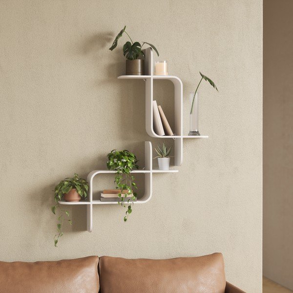 Bijela polica s više razina od masivnog kaučuka 62 cm Montage – Umbra-image-1