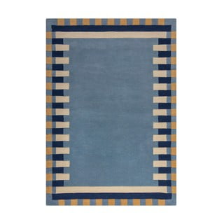 Plavi ručno rađen vunen tepih 160x230 cm Kai Wool Border – Flair Rugs