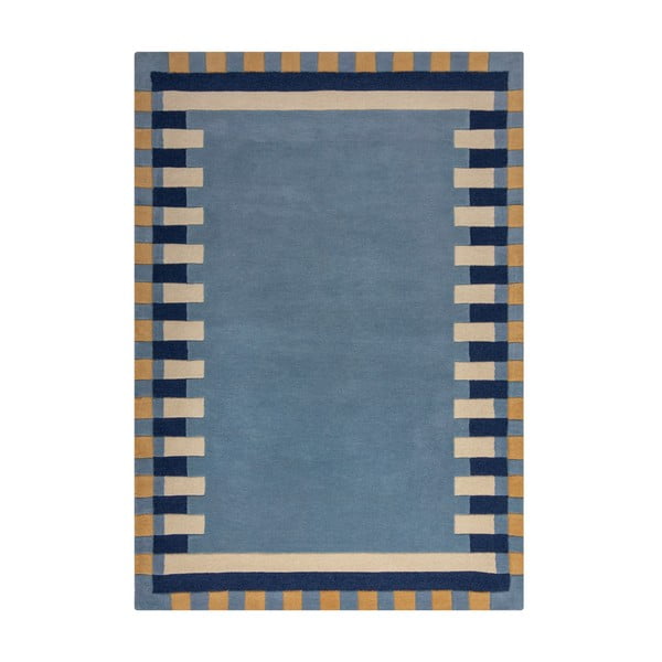 Plavi ručno rađen vunen tepih 120x170 cm Kai Wool Border – Flair Rugs