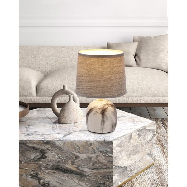 Svijetlo siva stolna lampa s tekstilnim sjenilom (visina 25 cm) Adelina – Candellux Lighting-image-1