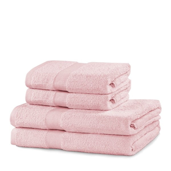 Svijetlo ružičasti pamučni set ručnika 4 kom od frotira Marina – DecoKing