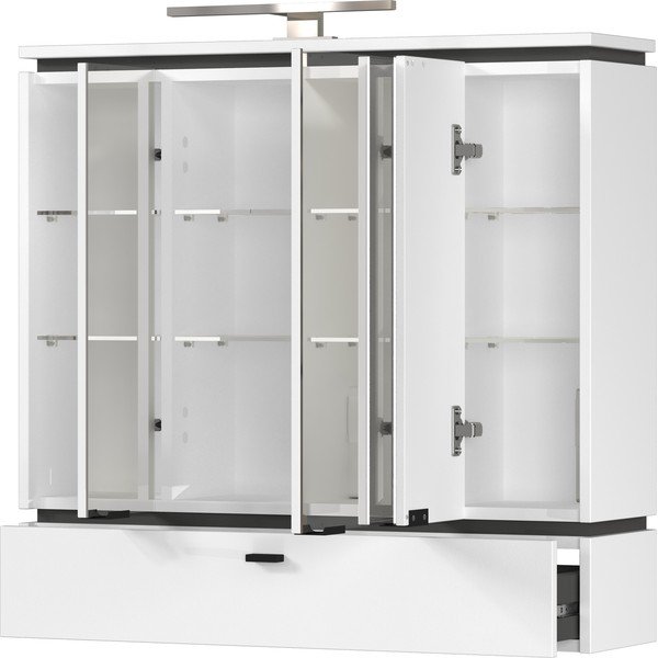 Bijeli kupaonski ormarić s ogledalom i rasvjetom 79x80 cm Modesto - Germania-image-2