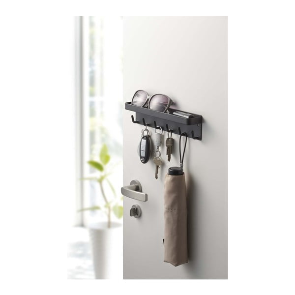 Crni stalak za kapute s policom za ključeve YAMAZAKI Smart-image-1