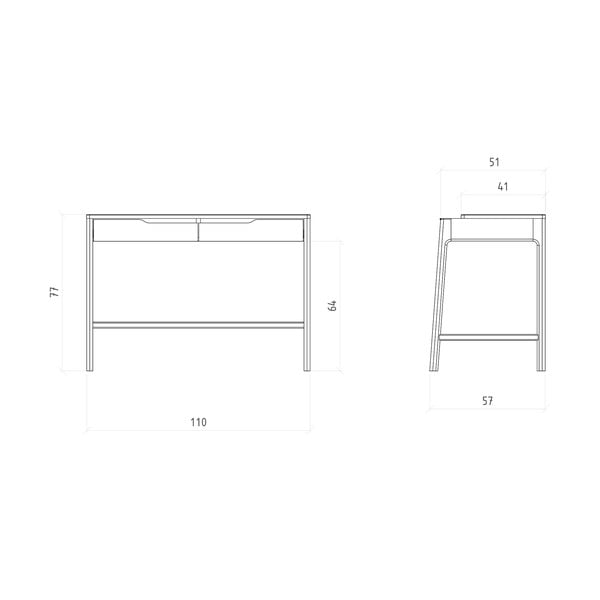 Kozmetički stol od punog hrasta 57x110 cm Twig – The Beds-image-4