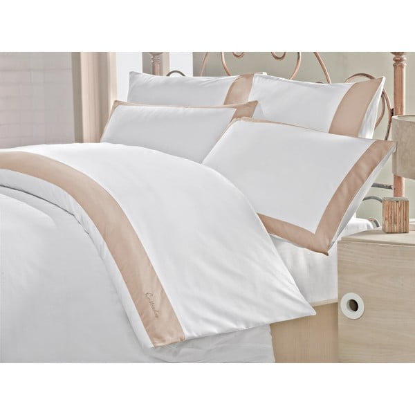 Pamučne satenske posteljine s plahtama za bračni krevet Harika, 200 x 220 cm