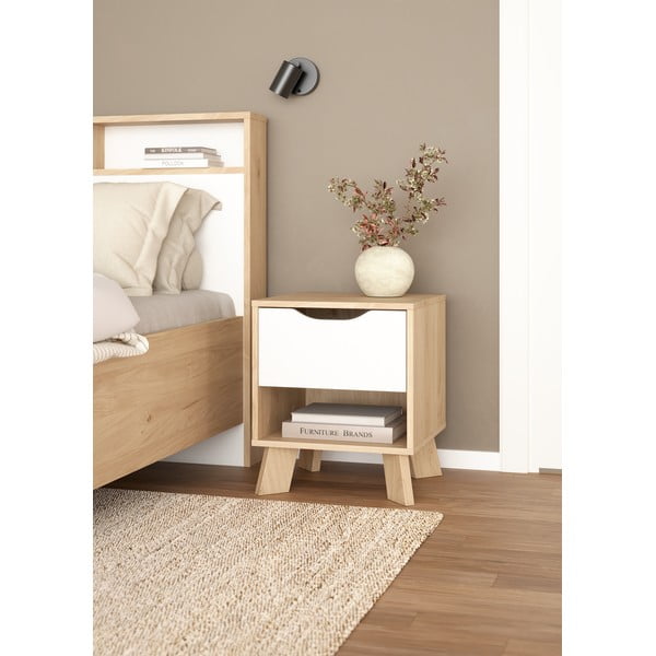 Bijeli/u prirodnoj boji noćni ormarić Ikast – Tvilum-image-3