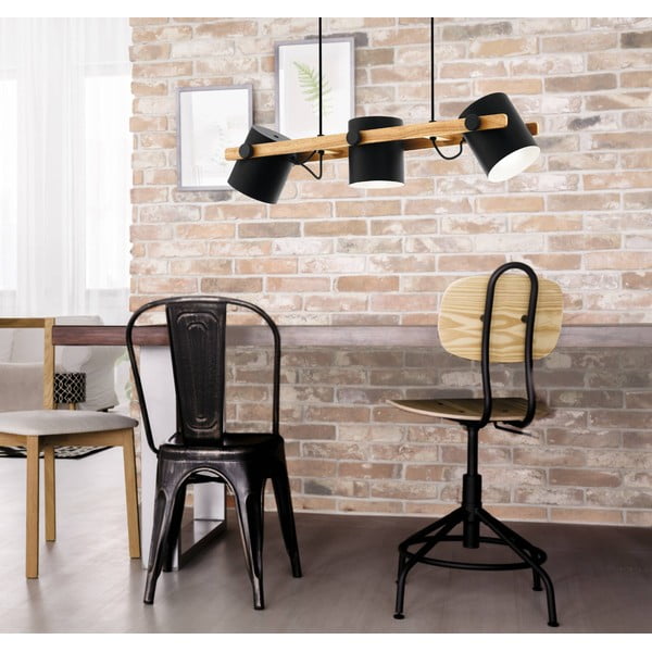 Crna/u prirodnoj boji viseća svjetiljka s metalnim sjenilom HORNWOOD – EGLO-image-2