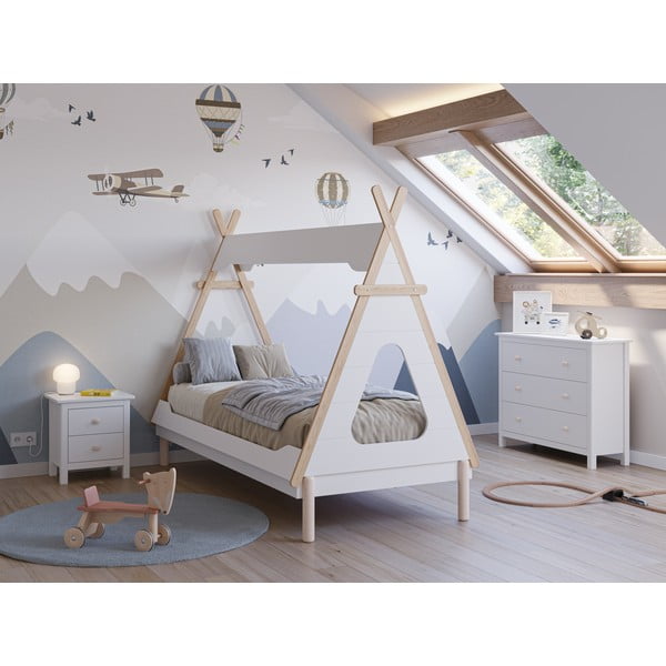 Bijeli dječji krevet od masivnog bora u obliku kućice 90x190 cm Nora – Marckeric-image-1
