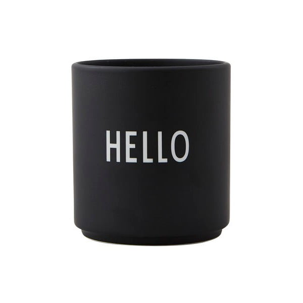 Crna porculanska šalica 300 ml Hello – Design Letters