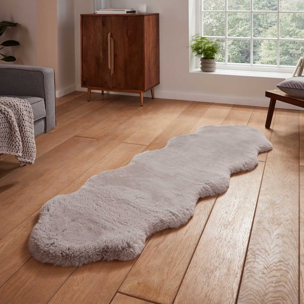 Svijetlo siva sintetička staza 60x180 cm Super Teddy – Think Rugs-image-1