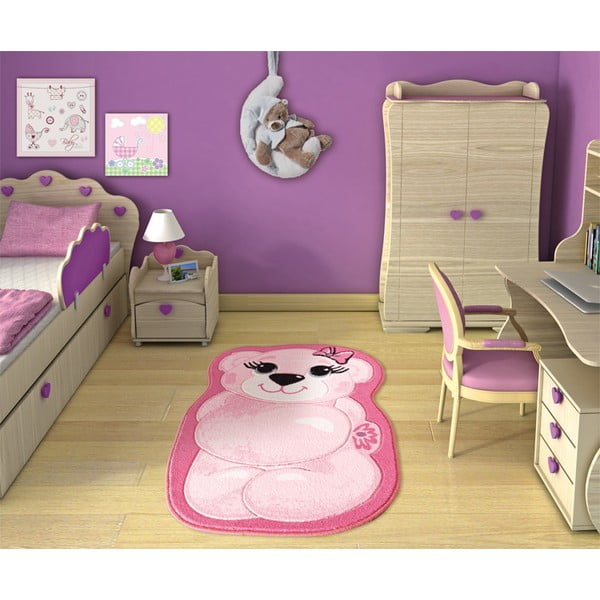 Dječji tepih Pretty Bear Pink, 80x127 cm