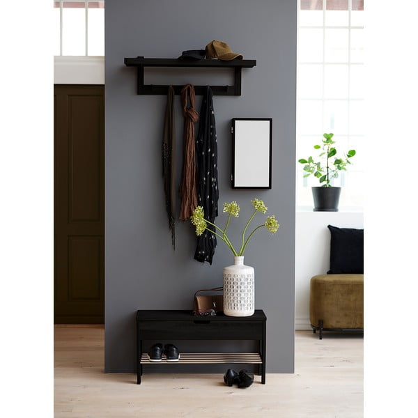 Crna klupa od hrastovog drva s prostorom za pohranu Canett Uno-image-1