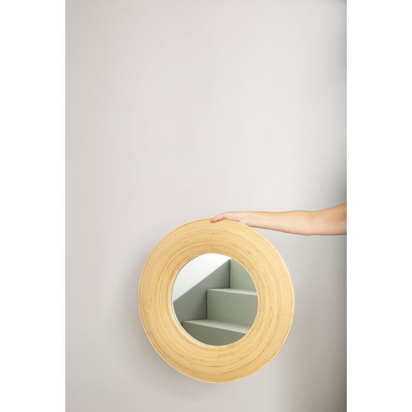 Zidno ogledalo s okvirom od bambusa ø 60 cm Blush – Hübsch-image-2