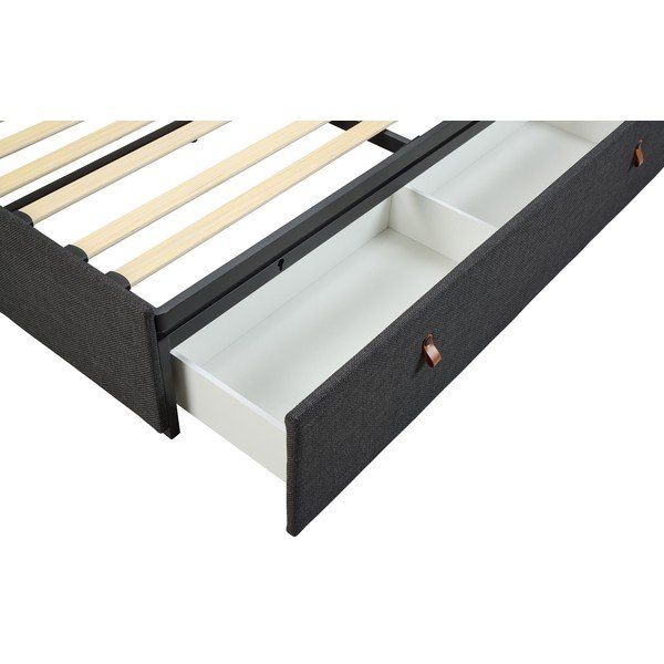 Tamno sivi tapecirani bračni krevet s prostorom za odlaganje s podnicom 160x200 cm Calvi – Actona-image-4