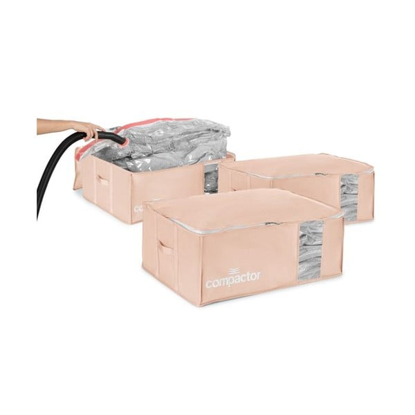 Vakuumske plastične kutije za pohranu odjeće u setu 3 kom 65x45x27 cm Pink Edition – Compactor-image-1