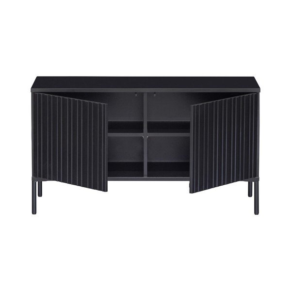 Crna TV komoda od masivnog bora 100x56x44 cm Gravure – WOOOD-image-3