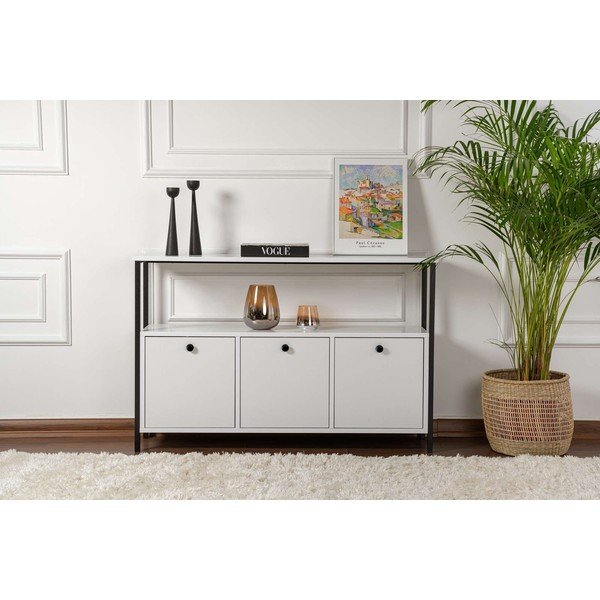 Bijeli pomoćni stol u mat dekoru 29,5x120 cm Solace – Kalune Design-image-4