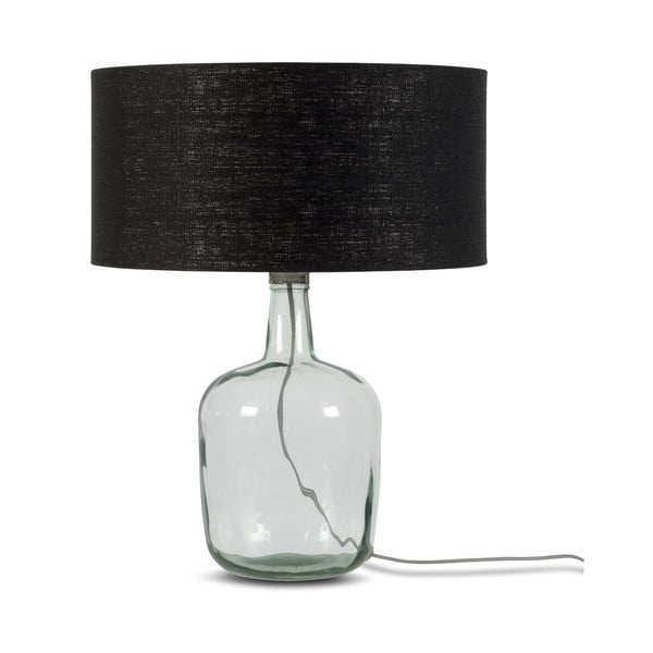 Stolna lampa s crnim sjenilom i konstrukcijom od recikliranog stakla Good &amp; Mojo Murano, ⌀ 47 cm