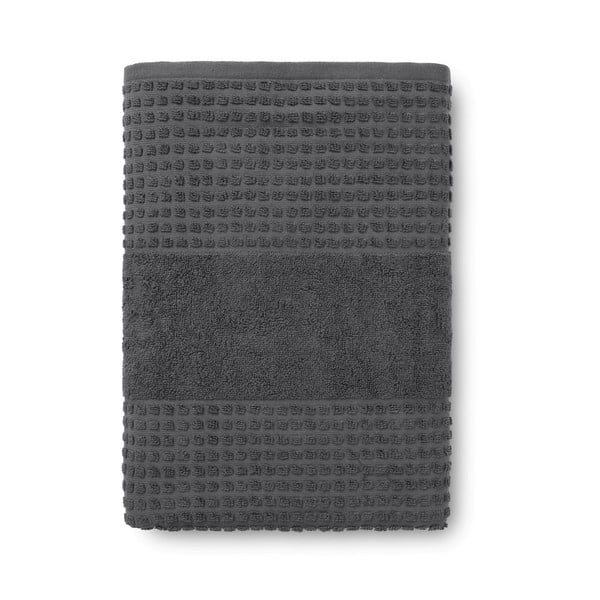 Tamno sivi ručnik od organskog pamuka od frotira 70x140 cm Check – JUNA