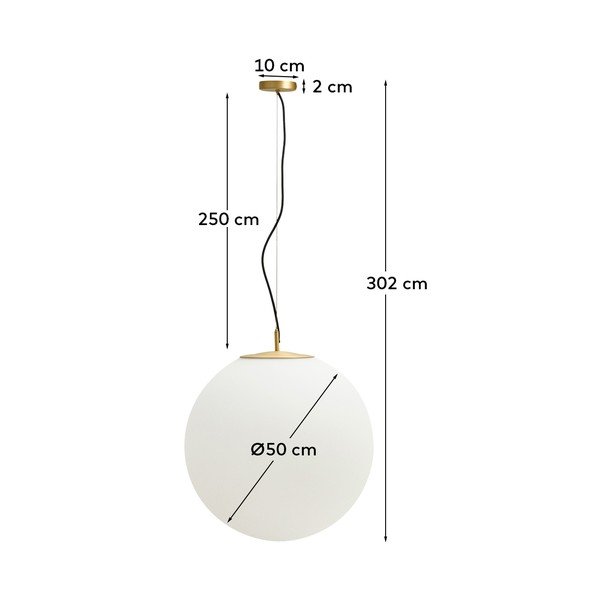 Bijela/u zlatnoj boji viseća svjetiljka sa staklenim sjenilom ø 10 cm Brisia – Kave Home-image-4