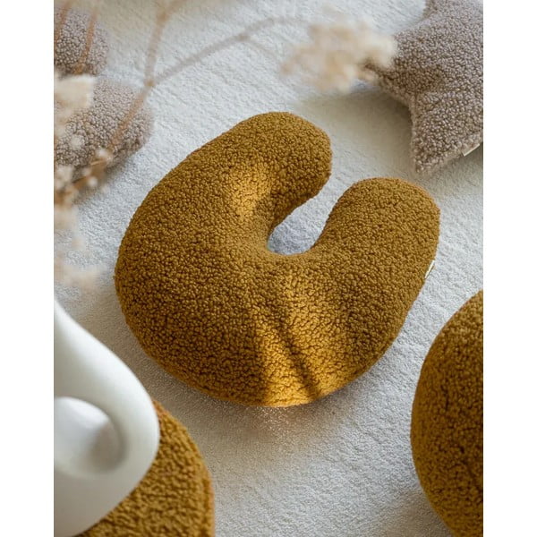 Smeđi dječji jastuk za sjedenje od bouclé tkanine U – Wigiwama-image-1