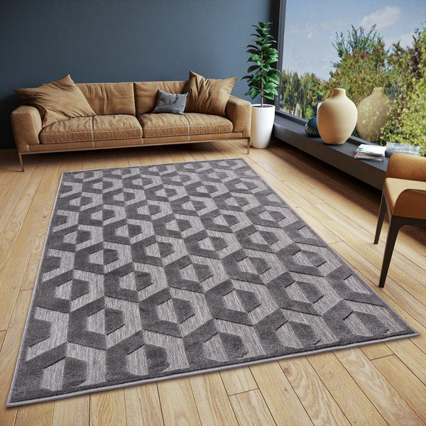 Antracitno sivi tepih 200x285 cm Iconic Hexa – Hanse Home-image-1