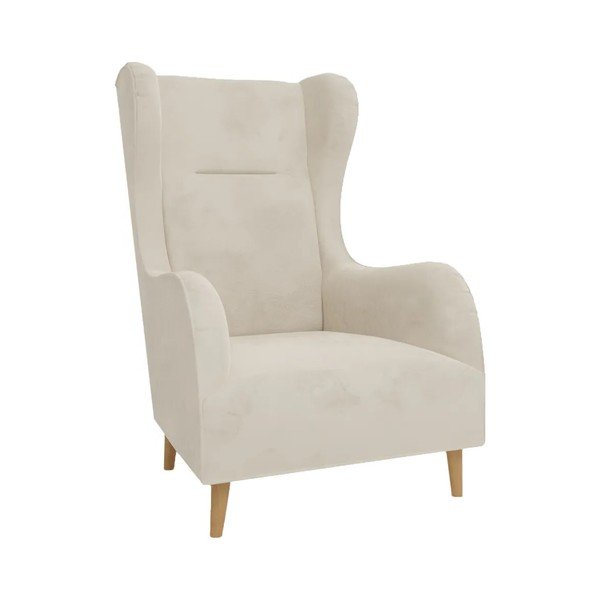 Krem baršunasta wing fotelja Carole – Ropez