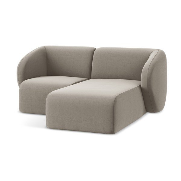 Svjetlo smeđa baršunasti kutna garnitura (s desnim kutom/s ležaljkom) Lani – Makamii-image-4