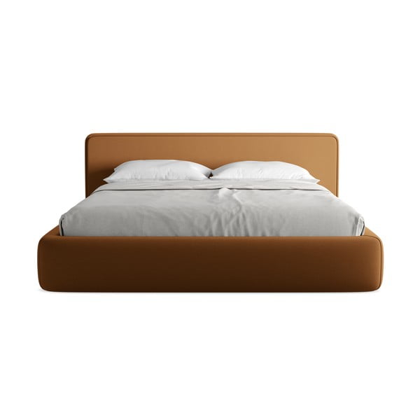 Tapecirani bračni krevet s prostorom za odlaganje s podnicom 180x200 cm boje terakote Kiana – Makamii-image-4