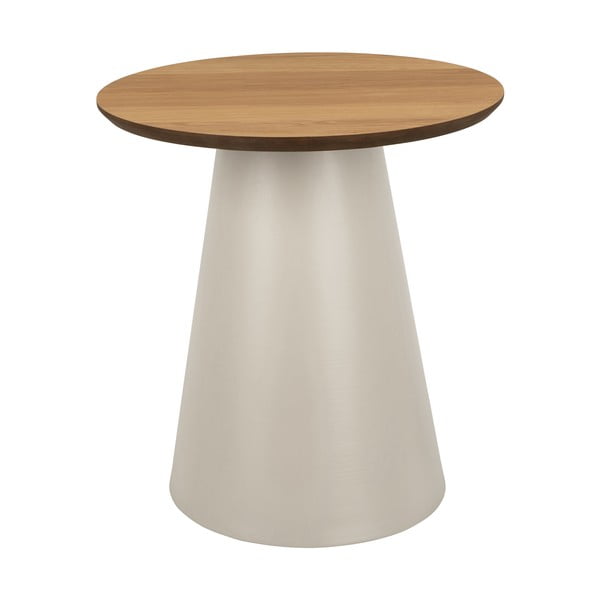 Krem/u prirodnoj boji okrugao stolić za kavu s pločom stola u dekoru hrasta ø 45 cm Soli – Actona-image-3