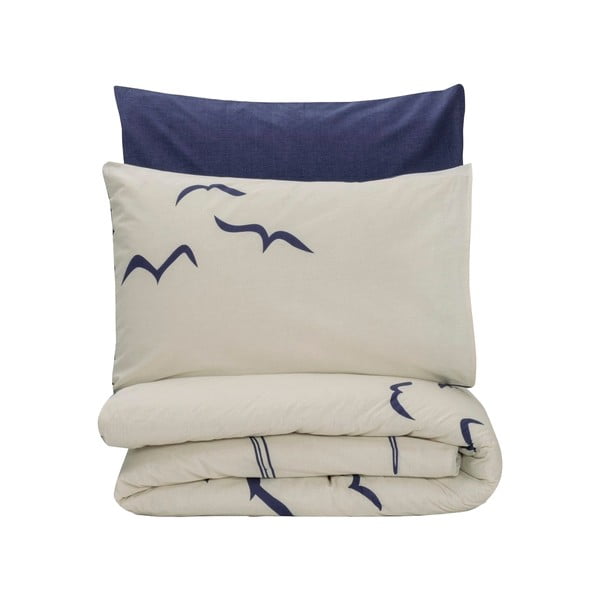 Plava/krem posteljina za krevet za jednu osobu od renforce pamuka 140x200 cm Larum – Mijolnir