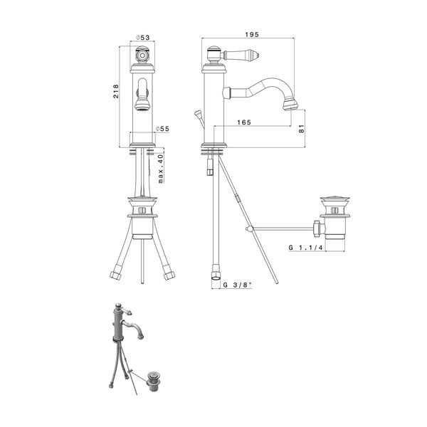 Stojeća slavina za umivaonik u sjajno srebrnoj boji Vienna – Sapho-image-4
