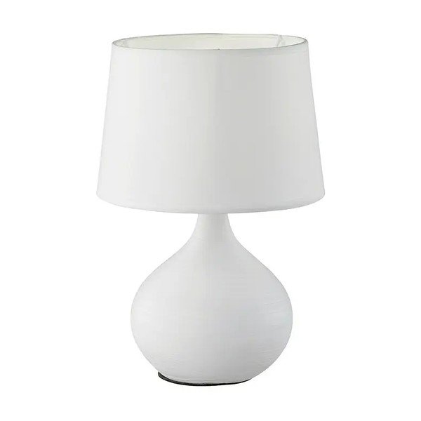 Bijela stolna svjetiljka od keramike i tkanine Reality Martin, visina 29 cm