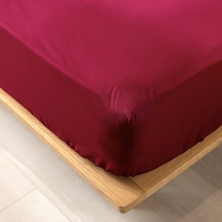 Crvena plahta s gumom od organskog pamuka 160x200 cm Biolina – douceur d'intérieur