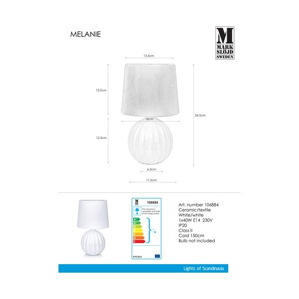 Bijela stolna lampa Markslöjd Melanie-image-1