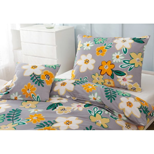 Narančasto-siva 3-dijelna posteljina za krevet za jednu osobu od mikrosatena 140x200 cm Grace – My House-image-3